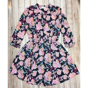 Nordstrom LUSH navy&pink floral 3/4 sleeve dress